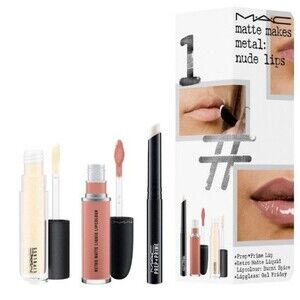MAC Instant Artistry 3 Piece Matte Makes Metal Set Nude Lips NEW Authentic